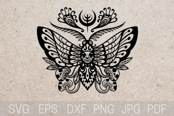 Cat Skull Moth SVG for Embroidery Projects