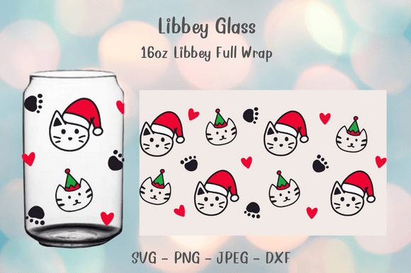 Christmas Cat Can Glass Svg Review for Embroidery Projects