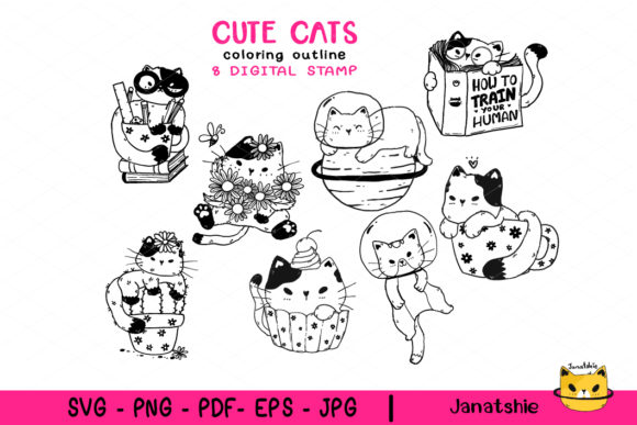 Cute Kitten Cat Coloring Outline SVG Review