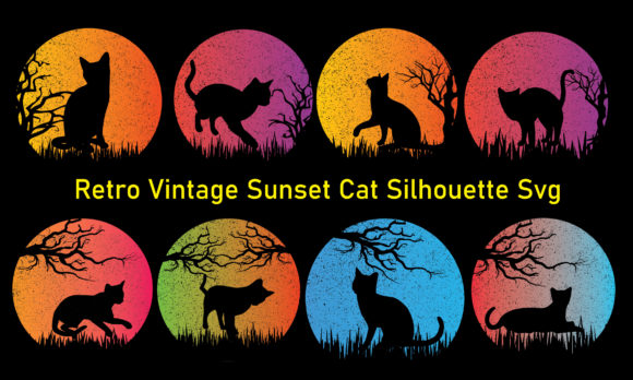 Retro Vintage Sunset Cat Silhouette SVG Review